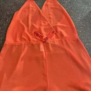 MICHAEL Michael Kors Orange Halter Tie Swim Coverup Sheer Romper